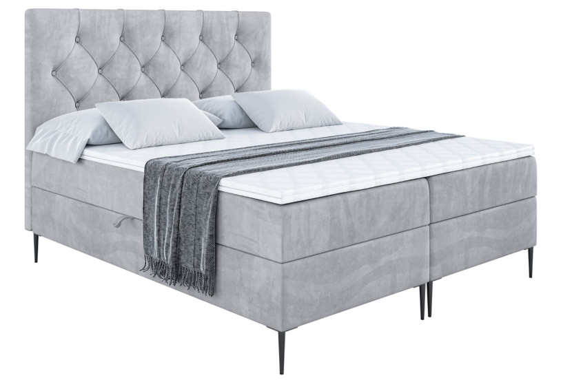 Łóżko kontynentalne z pojemnikiem, materacem i nóżkami MIRAGE-FC 200x200 cm 616172