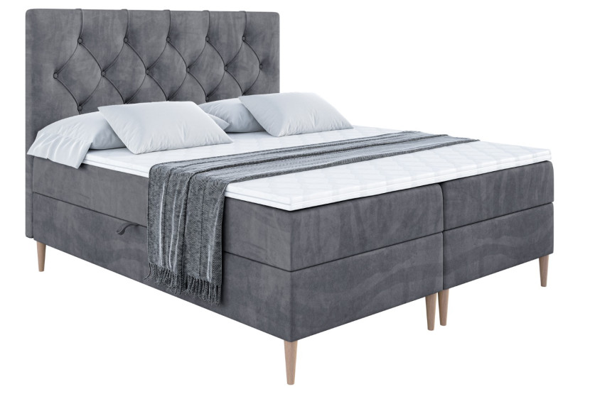 Łóżko kontynentalne z pojemnikiem, materacem i nóżkami MIRAGE-FD 120x200 cm 609755