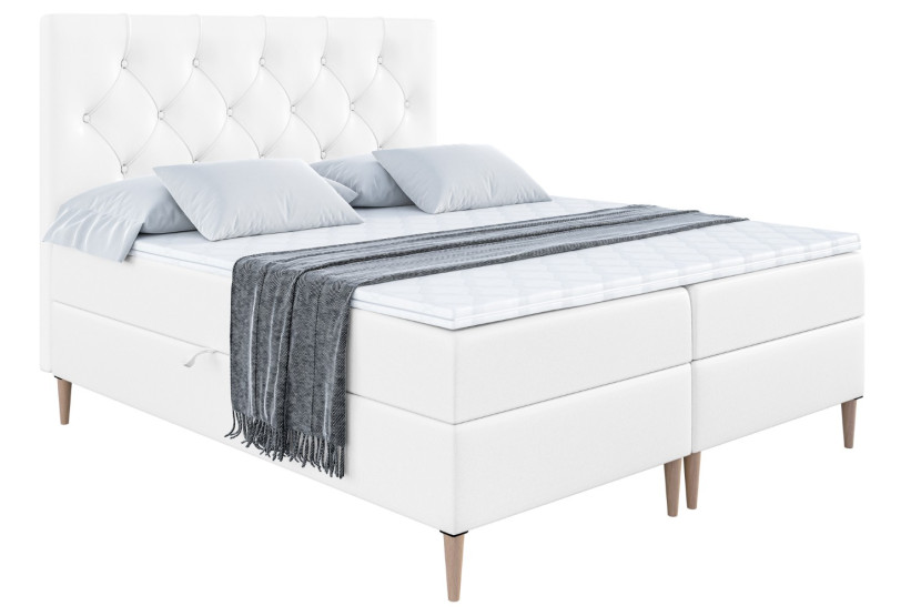 Łóżko kontynentalne z pojemnikiem, materacem i nóżkami MIRAGE-FD 140x200 cm 612840