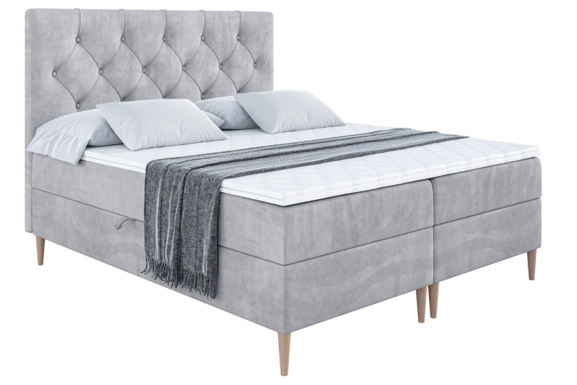 Łóżko kontynentalne z pojemnikiem, materacem i nóżkami MIRAGE-FD 160x200 cm 615756