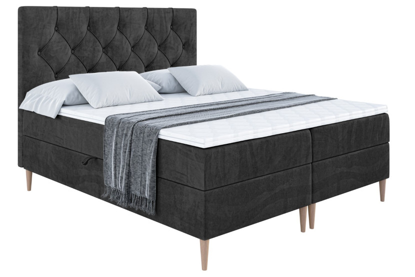 Łóżko kontynentalne z pojemnikiem, materacem i nóżkami MIRAGE-FD 160x200 cm 612123