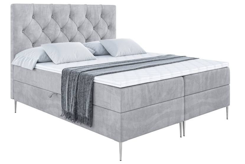 Łóżko kontynentalne z pojemnikiem, materacem i nóżkami MIRAGE-FS 120x200 cm 615167