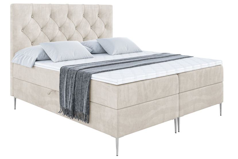 Łóżko kontynentalne z pojemnikiem, materacem i nóżkami MIRAGE-FS 140x200 cm 609933