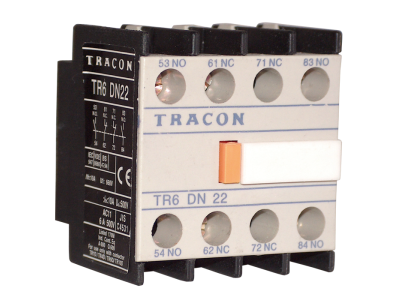 Przedni styk pomocniczy do styczników TR1D/F oraz TR1E 230V, 50Hz, 2A, 2×NC+2×NO(1szt) | TR6DN22 Tracon