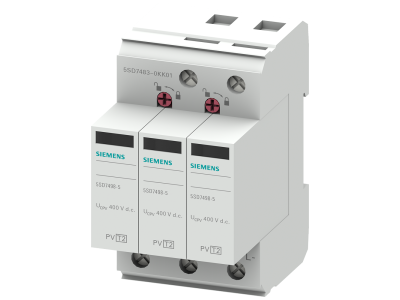 Odgromnik T2 UC 600V DC Imaks 40kA odporność na zwarcie 2000A układ 2+V do izol. i uziem.system.PV | 5SD7483-0KK01